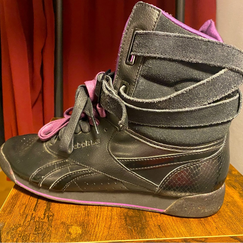 Black & Purple Reebok High Tops